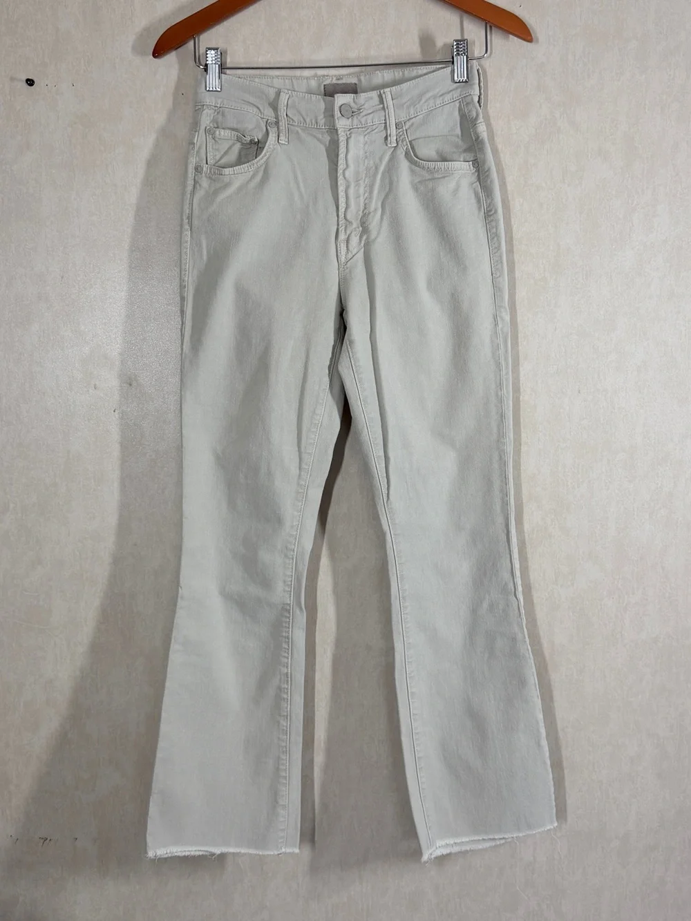 Mother Women’s The Insider Ankle Fray Pants in Chalk It Up Oxford Tan 27